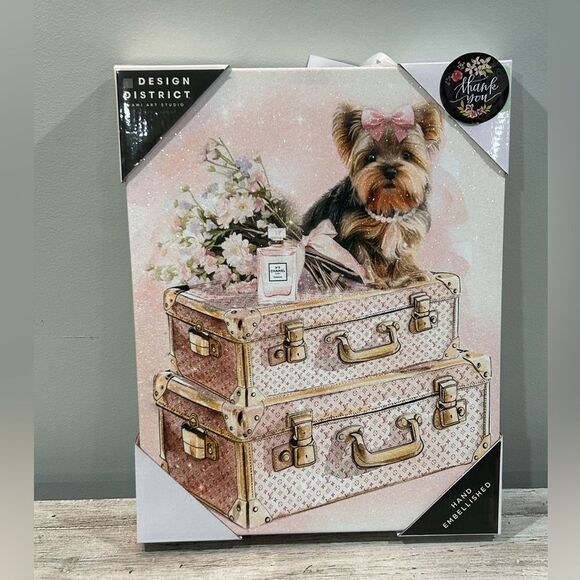 Louis Vuitton Luggage Yorkie Dog picture Home Decor District Art Studio NWT - Picture 1 of 7